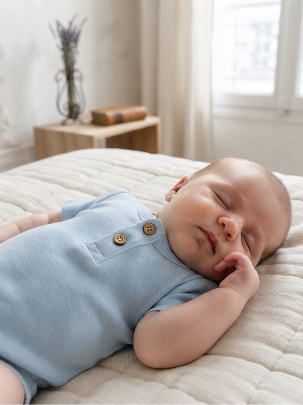Cat & Jack Powder Blue Henley Short Sleeve Bodysuit
